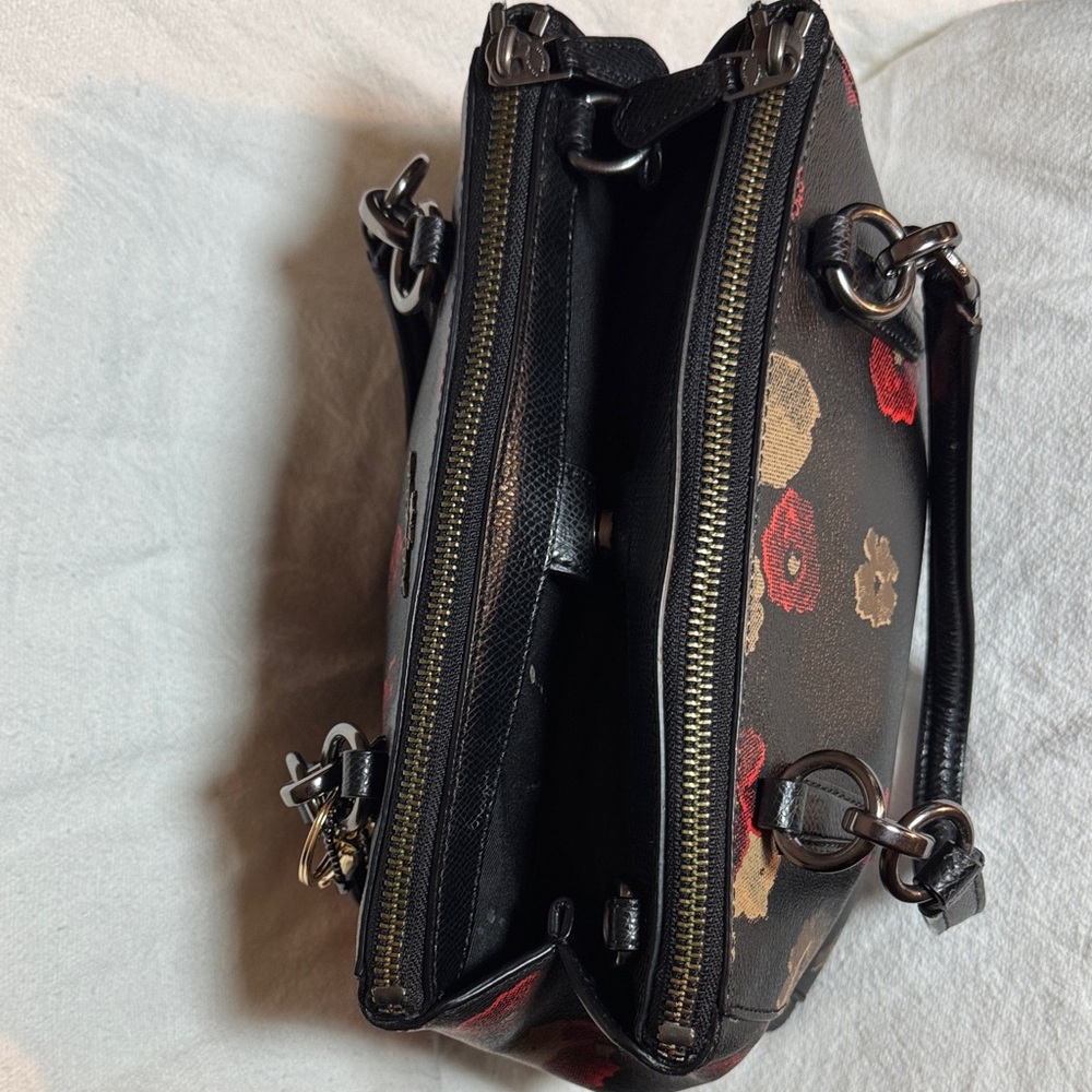 Coach Black and Red Floral Satchel - Picture 4 of 8